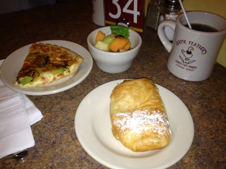 Tomato Onion quiche and cream cheese croissant